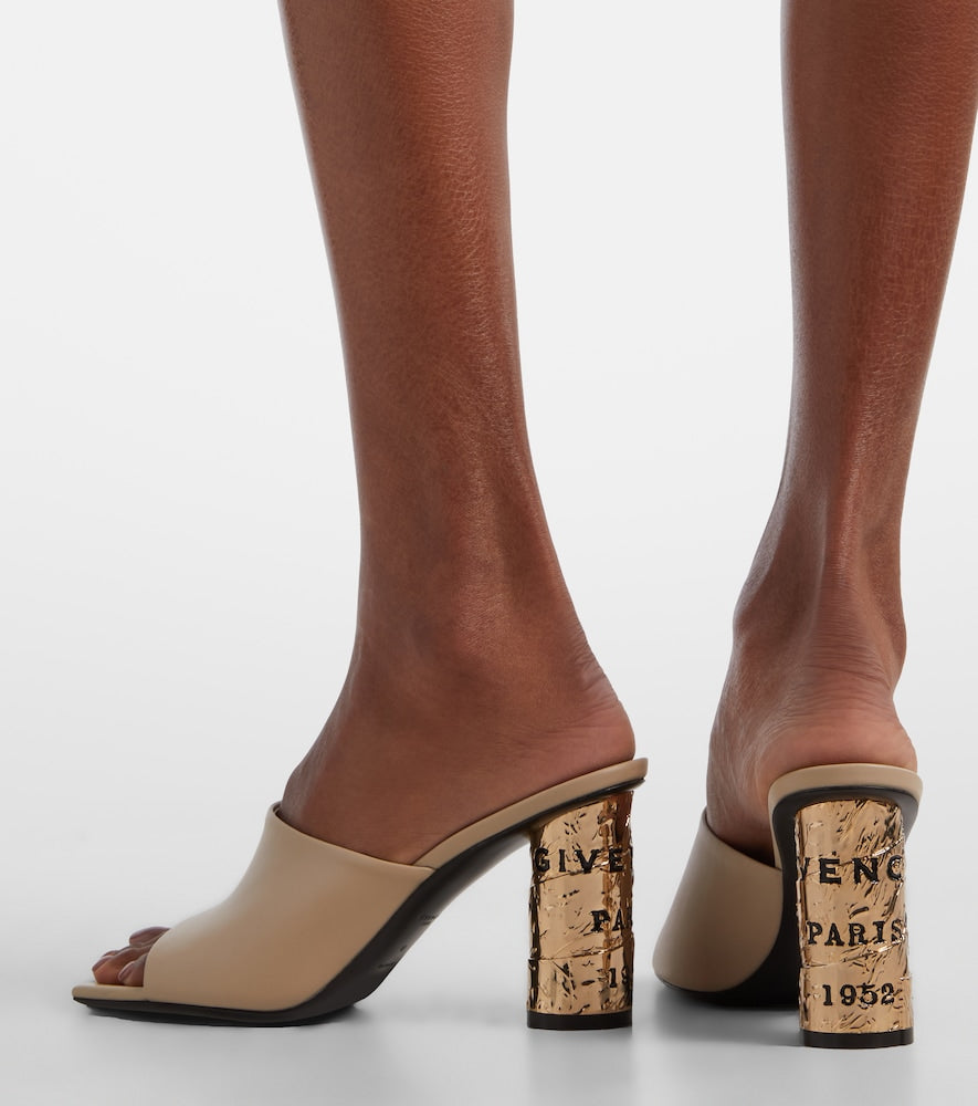 Givenchy Tape leather mules in Beige - Heeled Sandals