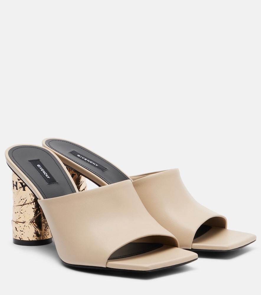 Givenchy Tape leather mules in Beige - Heeled Sandals