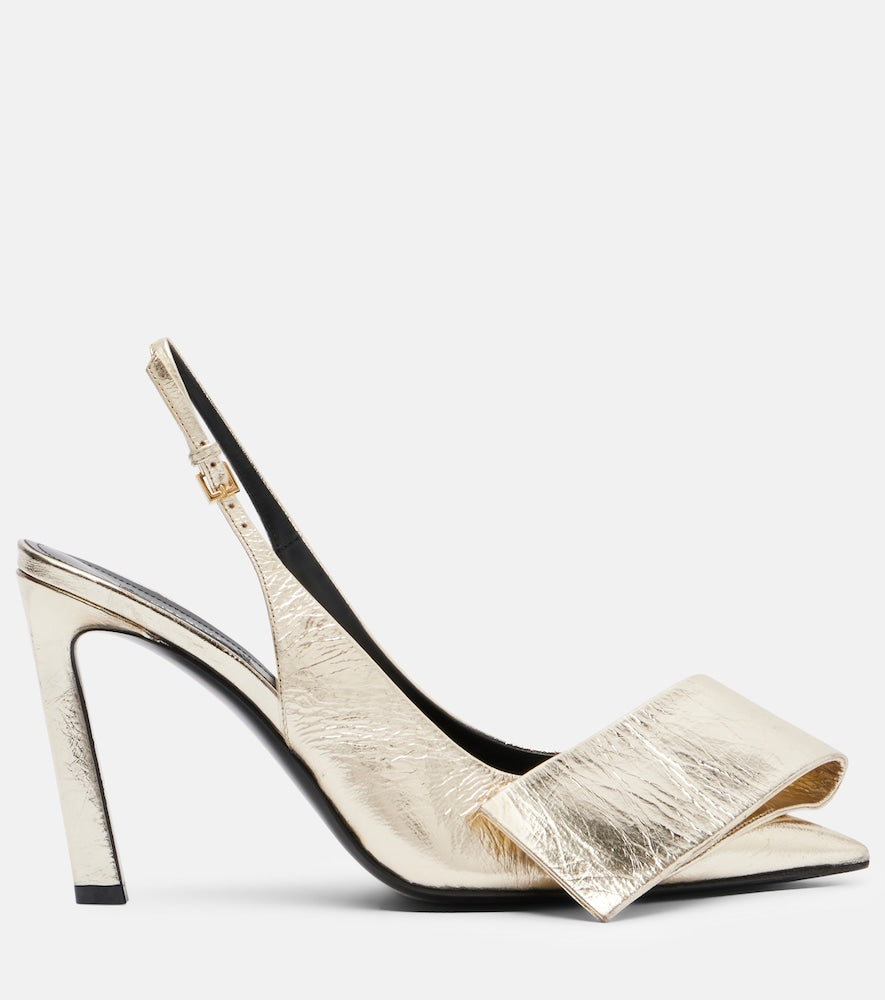 Gold Givenchy Twisted Ribbon leather slingback pumps - High-Heel Pumps