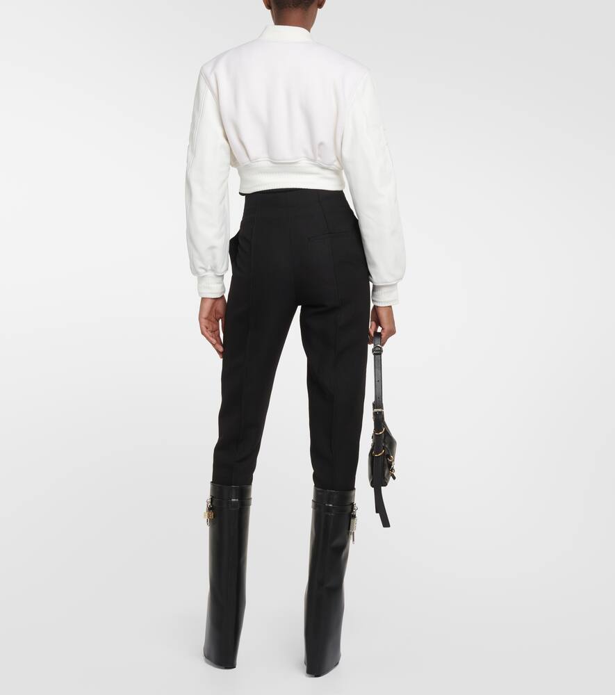 Givenchy Wool and leather cropped bomber jacket