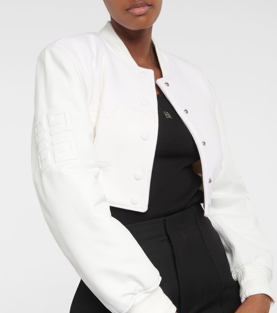 Givenchy Wool and leather cropped bomber jacket