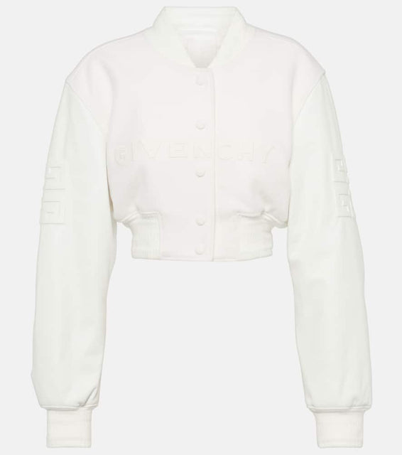 Givenchy Wool and leather cropped bomber jacket