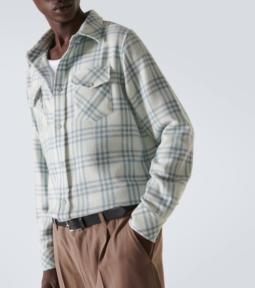 God's True Cashmere Morning Dew plaid cashmere shirt