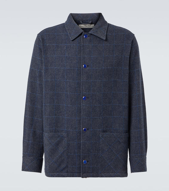 God's True Cashmere Wizard herringbone checked cashmere overshirt