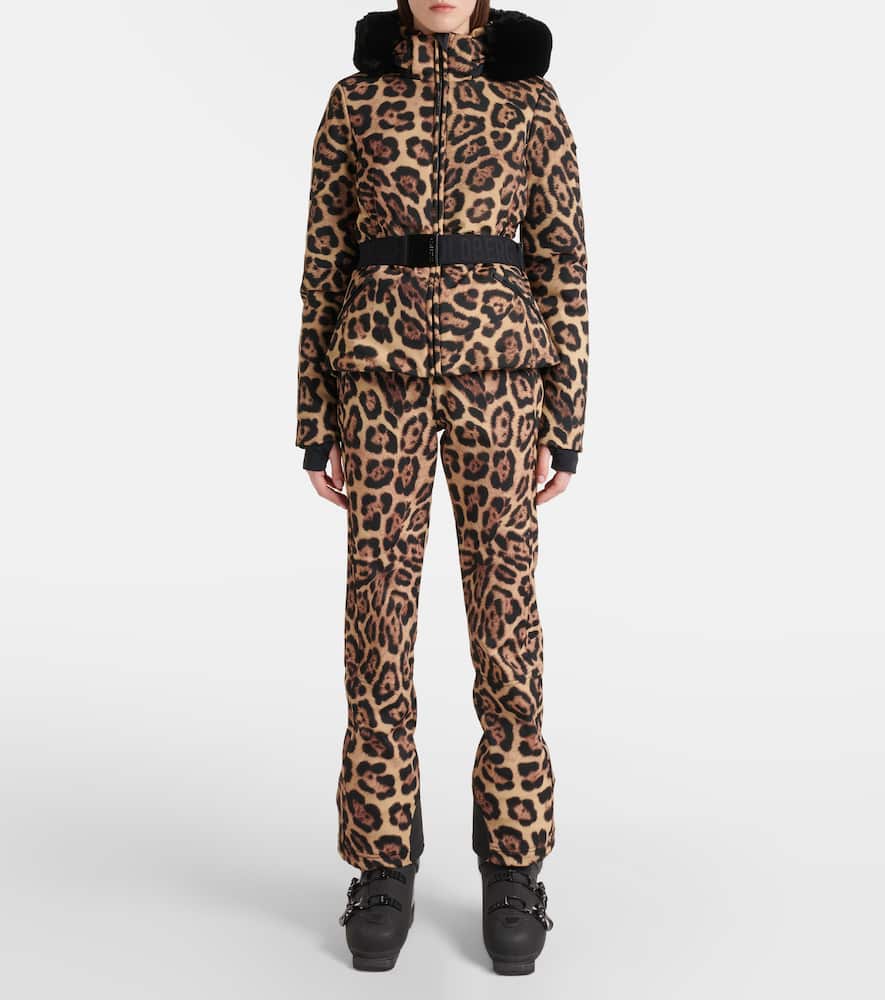Goldbergh Felis leopard-print down ski jacket