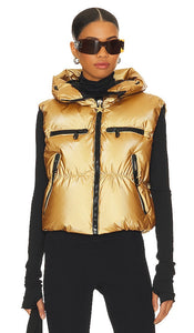 Goldbergh Shine Ski Bodywarmer in Metallic Gold