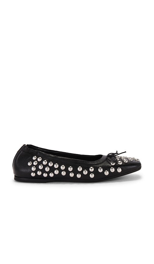 Golden Goose Amy Flat in Black | Black & Silver Ballet Flats for Women
