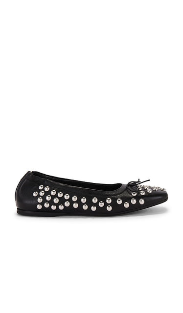 Golden Goose Amy Flat in Black | Black & Silver Ballet Flats for Women