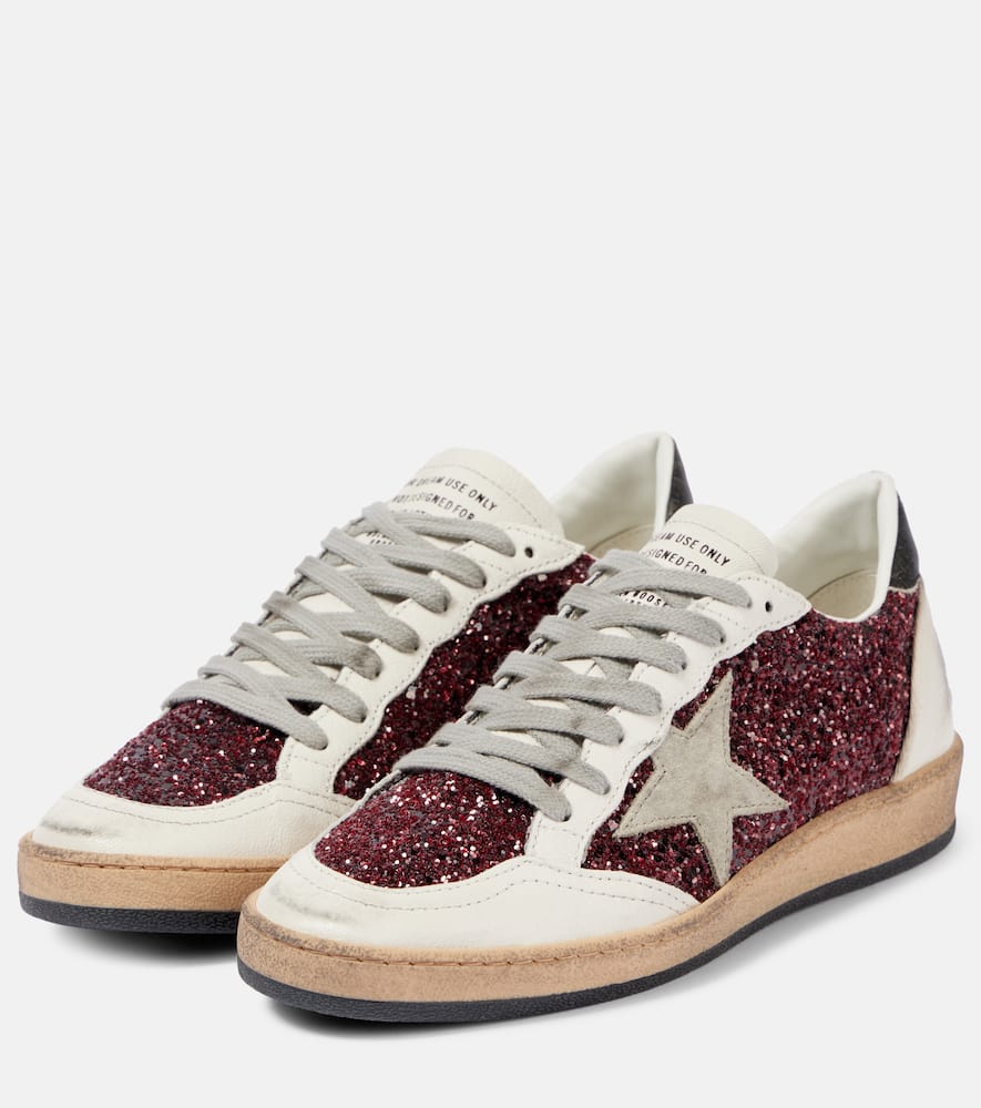 Golden Goose Ball-Star leather-trimmed glitter sneakers