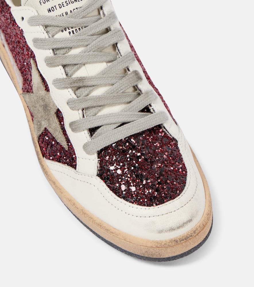 Golden Goose Ball-Star leather-trimmed glitter sneakers