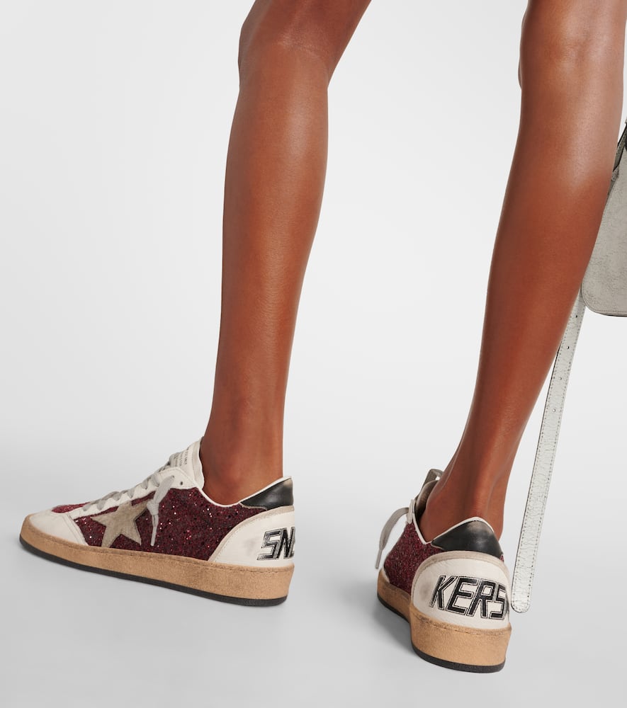 Golden Goose Ball-Star leather-trimmed glitter sneakers
