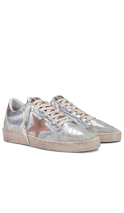 Golden Goose Ballstar Sneaker in Metallic Silver