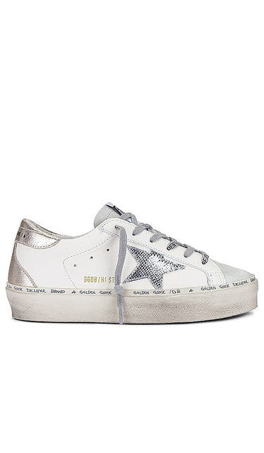 Golden Goose Hi Star Sneaker in White - Baskets Golden Goose Hi Star en blanc - Golden Goose Hi Star 白色运动鞋 - Golden Goose Hi Star Sneaker in Weiß - Golden Goose 하이스타 스니커즈화이트 색상 - Sneaker Golden Goose Hi Star in bianco