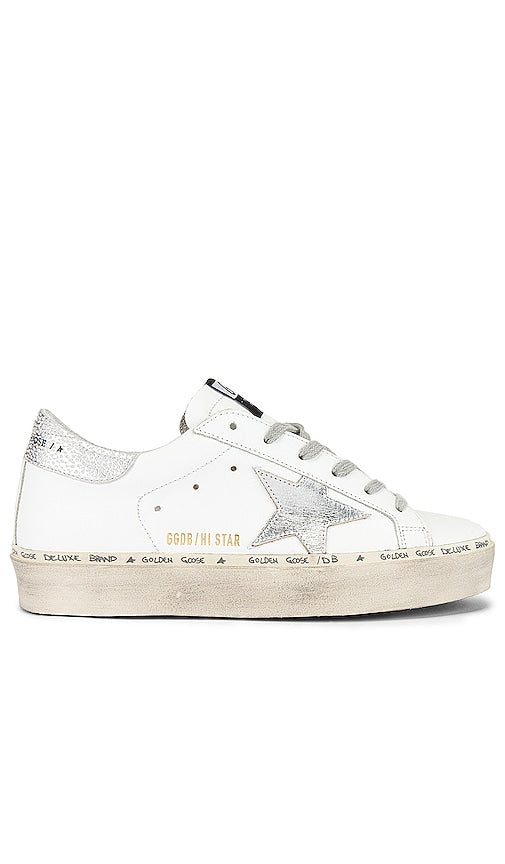 Golden Goose Hi Star Sneaker in White - Baskets Golden Goose Hi Star en blanc - Golden Goose Hi Star 白色运动鞋 - Golden Goose Hi Star Sneaker in Weiß - Golden Goose 하이스타 스니커즈화이트 색상 - Sneaker Golden Goose Hi Star in bianco