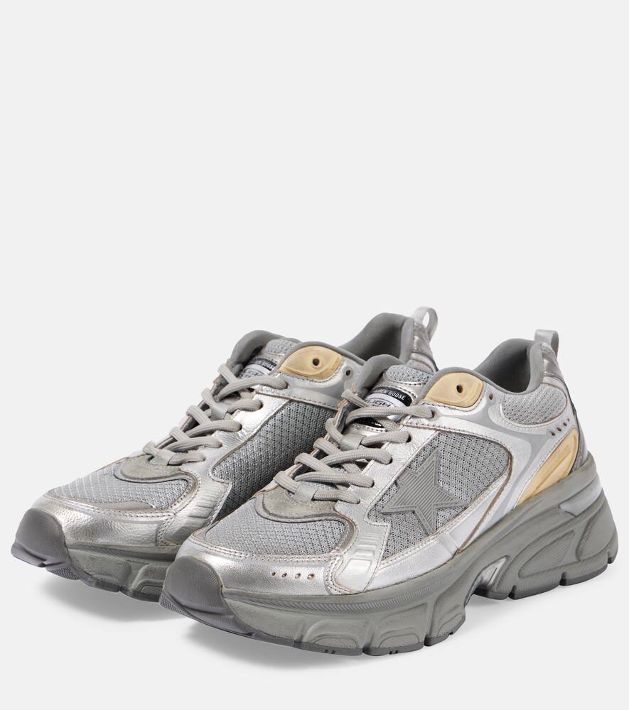 Golden Goose Lightstar metallic leather and mesh sneakers