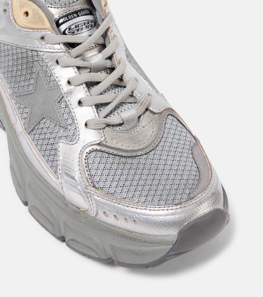 Golden Goose Lightstar metallic leather and mesh sneakers