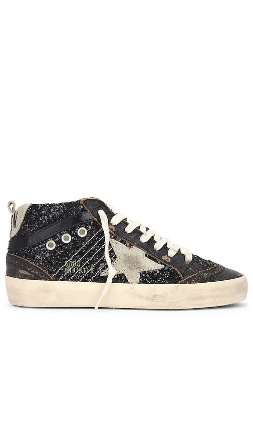 Golden Goose Mid Star Sneaker in Black - Baskets Golden Goose Mid Star en noir - Golden Goose 黑色 Mid Star 运动鞋 - Golden Goose Mid Star Sneaker in Schwarz - Golden Goose 미드스타 스니커즈블랙 색상 - Sneaker Golden Goose Mid Star di colore nero