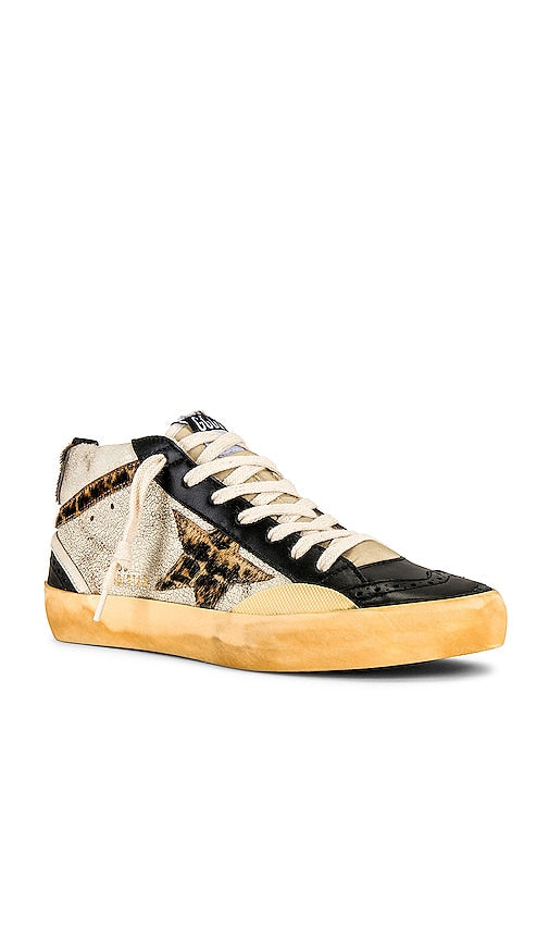 Golden Goose Mid Star Sneaker in Cream,Black