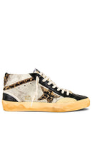 Golden Goose Mid Star Sneaker in Cream,Black - Baskets Golden Goose Mid Star en crème, noir - Golden Goose Mid Star 奶油色、黑色运动鞋 - Golden Goose Mid Star Sneaker in Creme, Schwarz - Golden Goose 미드스타 스니커즈크림 색상, 블랙 - Sneaker Golden Goose Mid Star in crema, nero