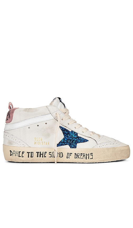 Golden Goose Mid Star Sneaker in White - Baskets Golden Goose Mid Star en blanc - Golden Goose 白色 Mid Star 运动鞋 - Golden Goose Mid Star Sneaker in Weiß - Golden Goose 미드스타 스니커즈화이트 색상 - Sneaker Golden Goose Mid Star in bianco