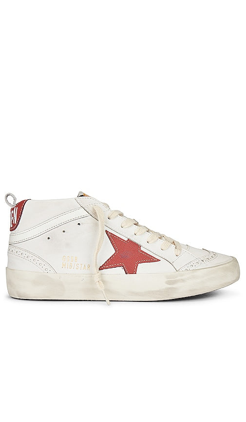 Golden Goose Mid Star Sneaker in White - Baskets Golden Goose Mid Star en blanc - Golden Goose 白色 Mid Star 运动鞋 - Golden Goose Mid Star Sneaker in Weiß - Golden Goose 미드스타 스니커즈화이트 색상 - Sneaker Golden Goose Mid Star in bianco