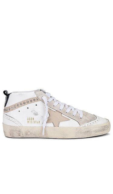 Golden Goose Mid Star Sneaker in White - Baskets Golden Goose Mid Star en blanc - Golden Goose 白色 Mid Star 运动鞋 - Golden Goose Mid Star Sneaker in Weiß - Golden Goose 미드스타 스니커즈화이트 색상 - Sneaker Golden Goose Mid Star in bianco