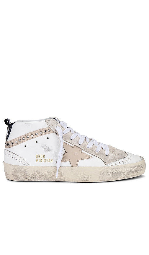 Golden Goose Mid Star Sneaker in White - Baskets Golden Goose Mid Star en blanc - Golden Goose 白色 Mid Star 运动鞋 - Golden Goose Mid Star Sneaker in Weiß - Golden Goose 미드스타 스니커즈화이트 색상 - Sneaker Golden Goose Mid Star in bianco