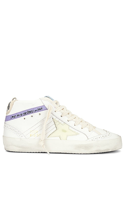 Golden Goose Mid Star Sneaker in White - Baskets Golden Goose Mid Star en blanc - Golden Goose 白色 Mid Star 运动鞋 - Golden Goose Mid Star Sneaker in Weiß - Golden Goose 미드스타 스니커즈화이트 색상 - Sneaker Golden Goose Mid Star in bianco