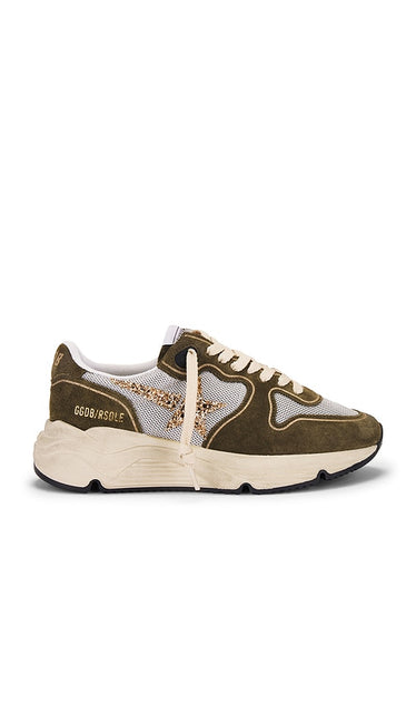 Golden Goose Running Sole Sneaker in Olive | White  Olive  Beige  & Ice Low Top Sneakers for Women
