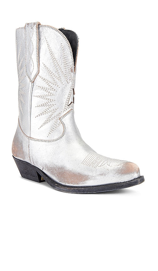 Golden Goose Wish Star Low Boot in Metallic Silver