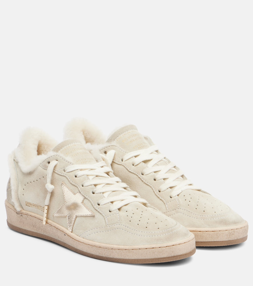 Golden Goose Ball Star shearling-lined suede sneakers in Beige - Low-Top Sneakers