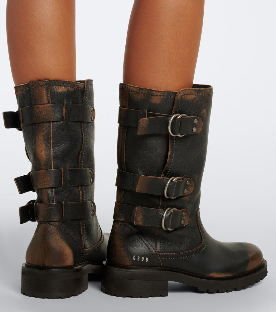 Golden Goose Kurt leather biker boots - Brown Flat Boots