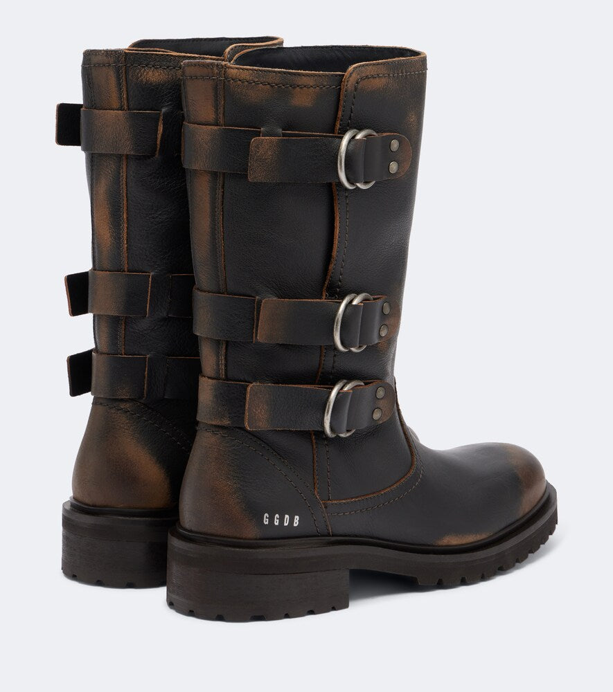 Golden Goose Kurt leather biker boots - Brown Flat Boots