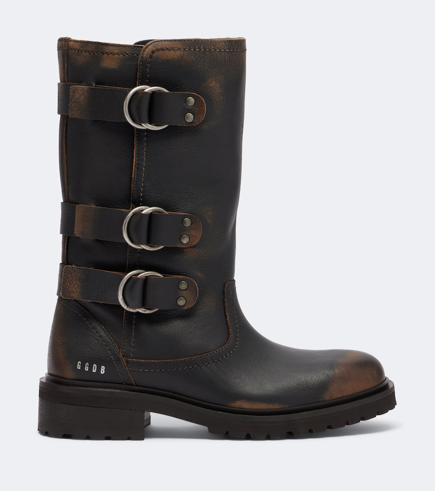 Golden Goose Kurt leather biker boots - Brown Flat Boots