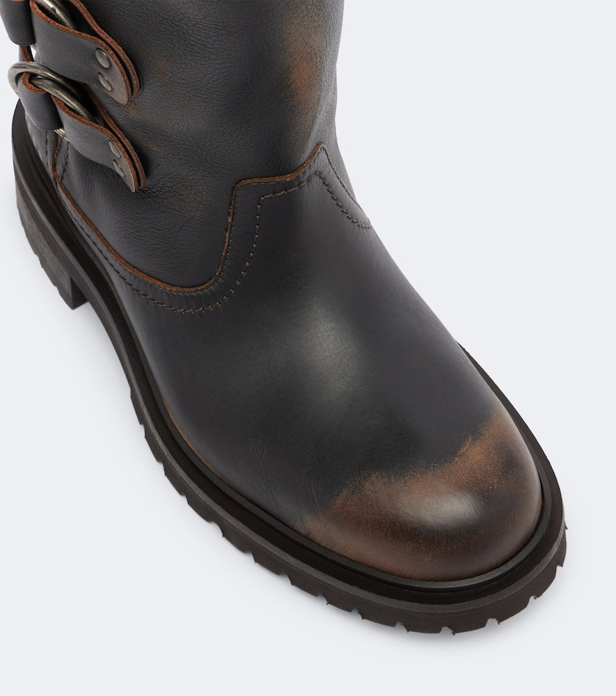 Golden Goose Kurt leather biker boots - Brown Flat Boots