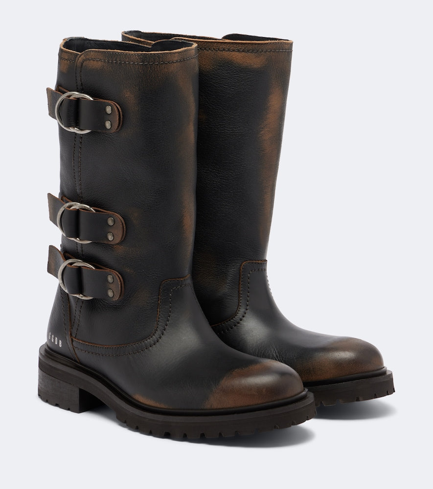 Golden Goose Kurt leather biker boots - Brown Flat Boots