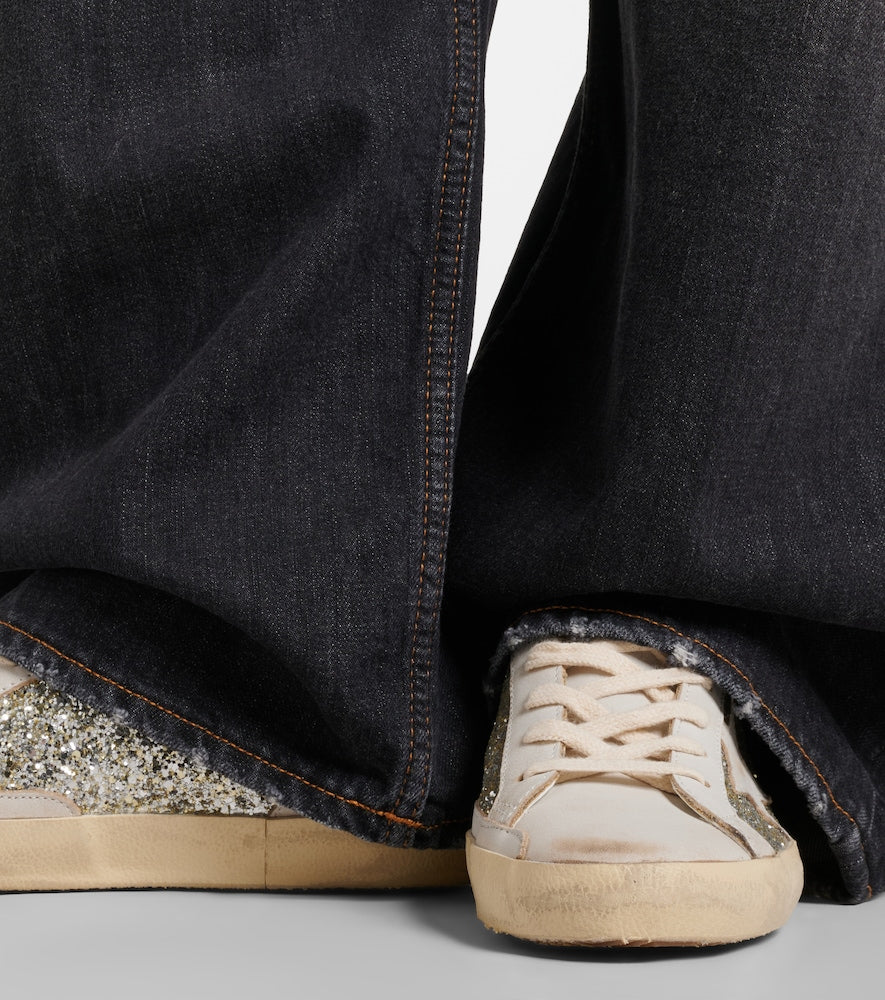 White Golden Goose Super Star glitter leather sneakers - Low-Top Sneakers