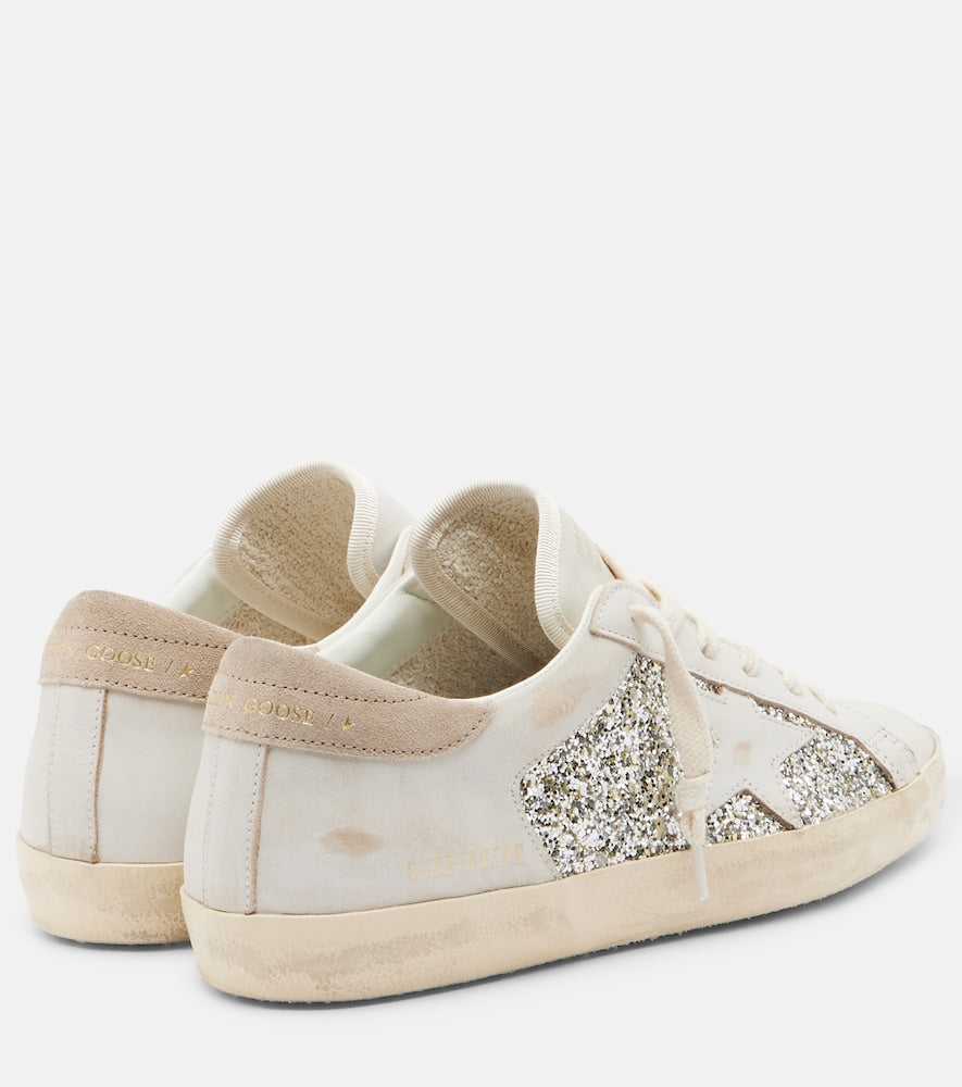 White Golden Goose Super Star glitter leather sneakers - Low-Top Sneakers
