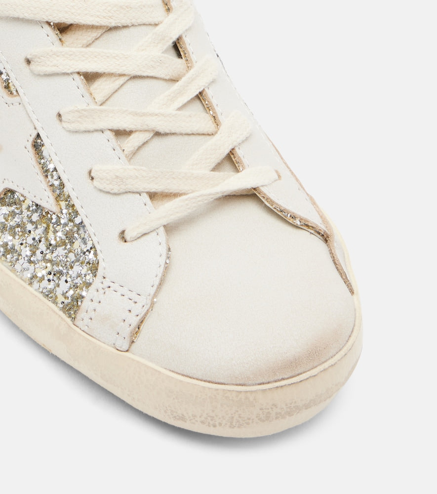 White Golden Goose Super Star glitter leather sneakers - Low-Top Sneakers