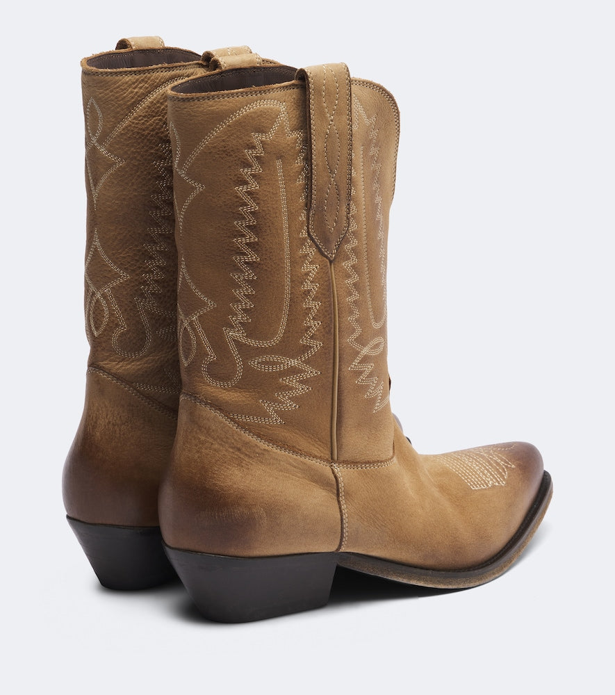 Golden Goose Wish Star leather cowboy boots - Beige Mid Heels