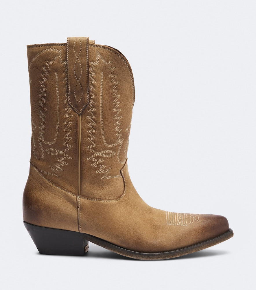 Golden Goose Wish Star leather cowboy boots - Beige Mid Heels