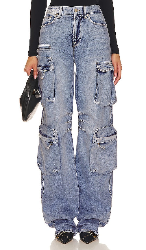 Good American Denim Cargo in Blue - Good American Denim Cargo en bleu - 优质美国蓝色工装牛仔布 - Gute amerikanische Denim-Cargo in Blau - Good American 데님 카고 블루 색상 - Buon carico di denim americano in blu