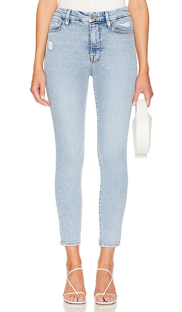 Good American Good Waist Skinny Crop in Blue - Good American - Crop skinny taille bonne en bleu - Good American Good 蓝色紧身九分裤 - Good American Good Waist Skinny Crop in Blau - Good American 굿 웨이스트 스키니 크롭 블루 색상 - Buon raccolto attillato americano dalla vita buona in blu