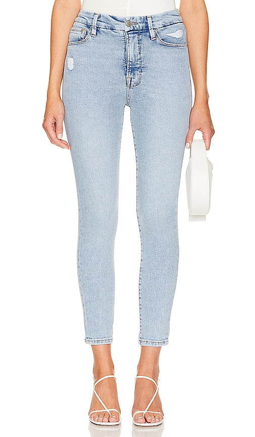 Good American Good Waist Skinny Crop in Blue - Good American - Crop skinny taille bonne en bleu - Good American Good 蓝色紧身九分裤 - Good American Good Waist Skinny Crop in Blau - Good American 굿 웨이스트 스키니 크롭 블루 색상 - Buon raccolto attillato americano dalla vita buona in blu