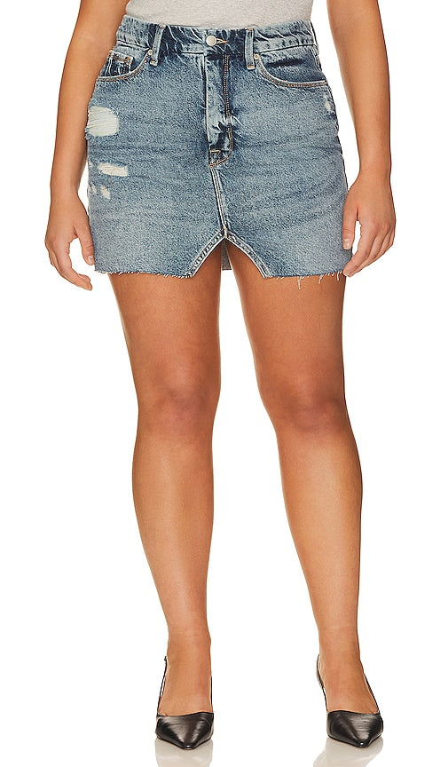Good American Mini Skirt With Cut Out in Blue