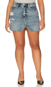 Good American Mini Skirt With Cut Out in Blue