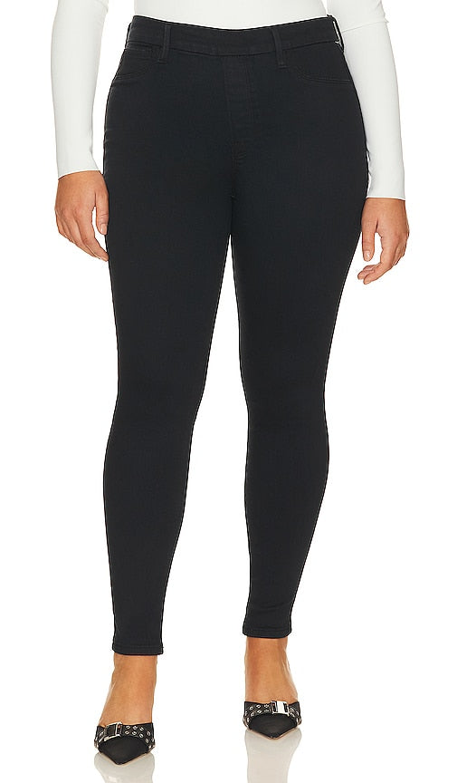 Good American Power Stretch Pull-on Skinny Jeans in Black