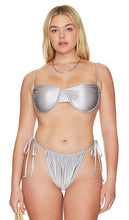 Good American Ruched Demi Cup Top in Metallic Silver