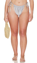 Good American Ruched V Cheecky Bottom in Metallic Silver