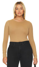 Good American Scuba Crewneck Bodysuit in Beige